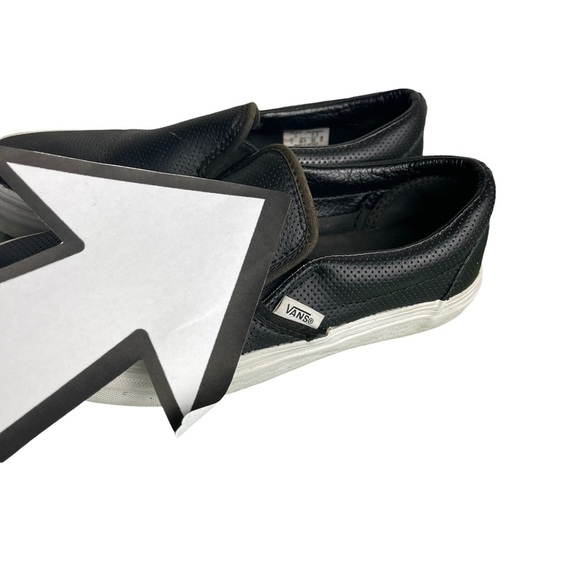 Vans Perf Black Leather Slip On Perforated  Unisex Shoes US Men 5 US Woman 6.5 - Picture 8 of 15